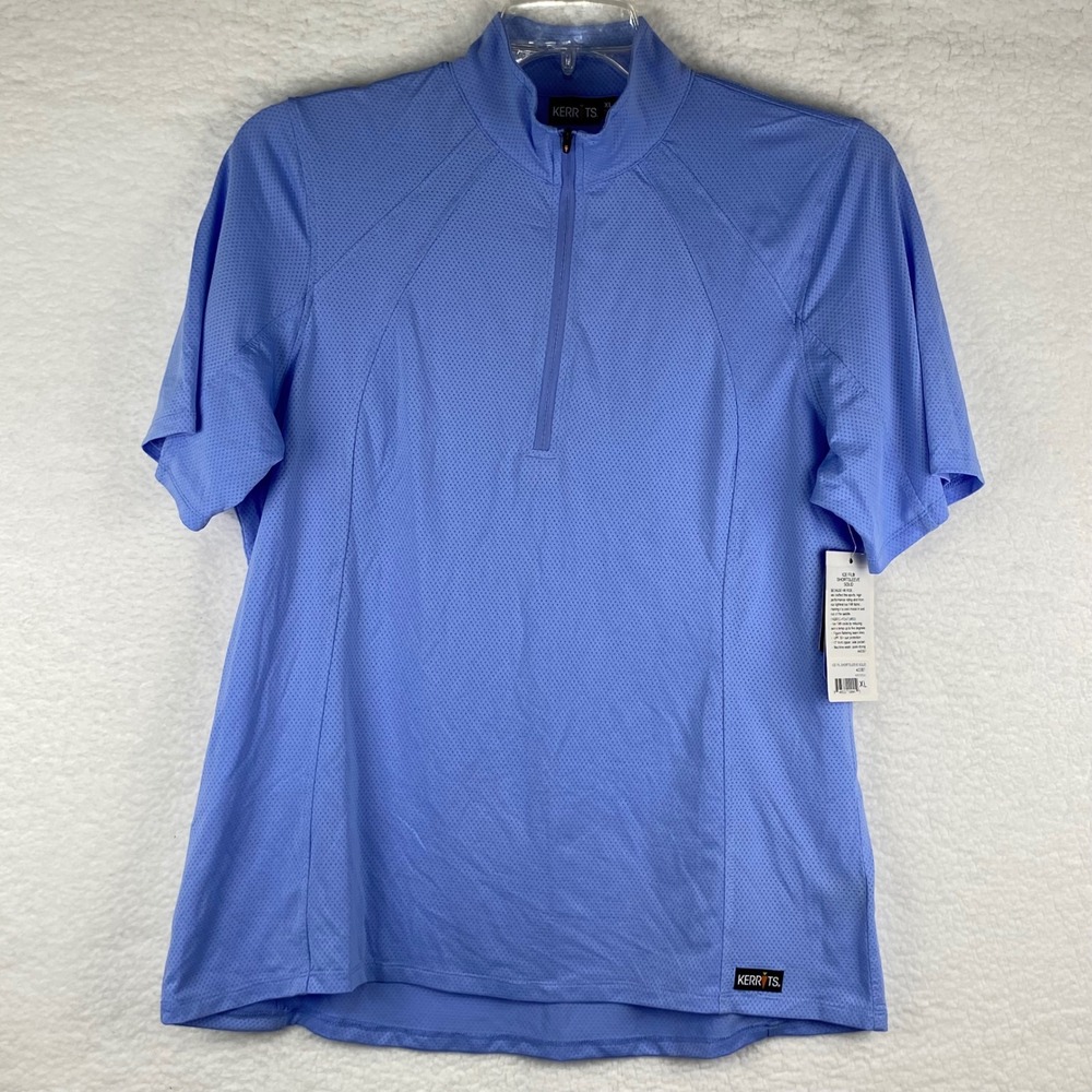 Kerrits Ice Fil Short Sleeve Riding Shirt Periwinkle Blue XL Quarter Zip NWT